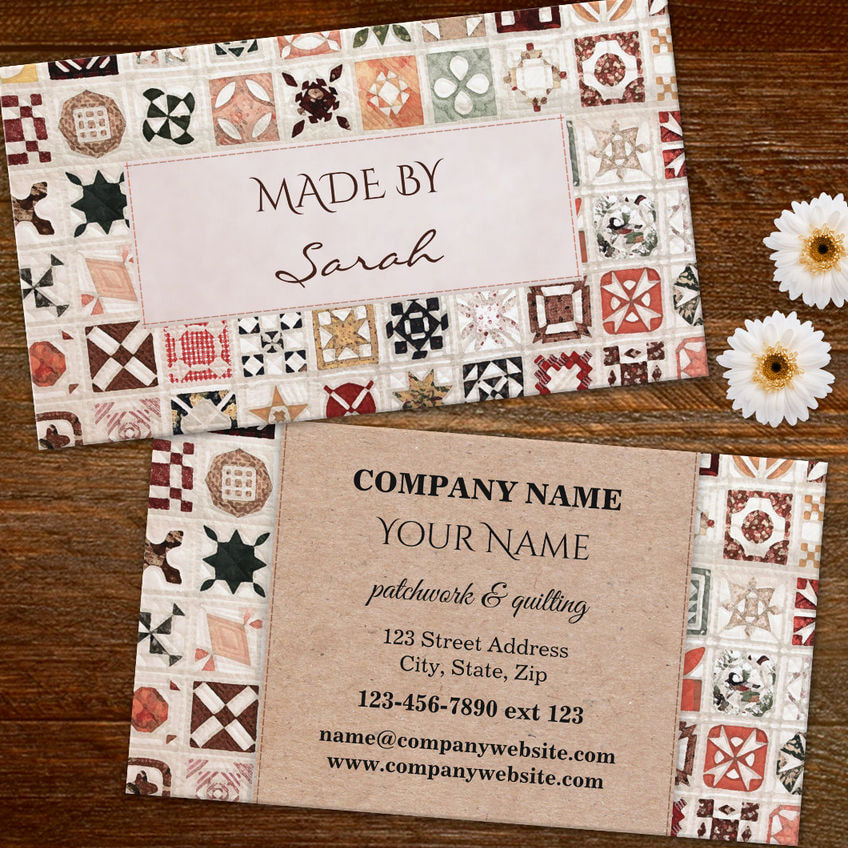Old Fashioned Patchwork and Handmade Quilting Business Cards
