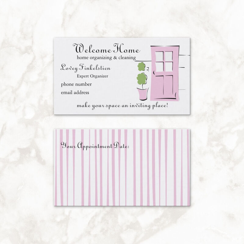 Pretty Blush Pink Door Home Organization Appointment Cards