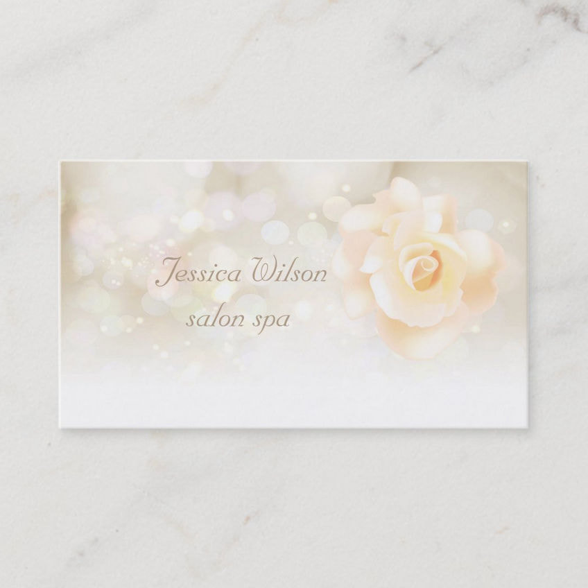 Elegant Peaches and Cream Bokeh With Beautiful Rose Business Cards