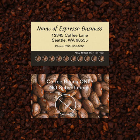 Funny Espresso Punch Card Coffee Beans Business Cards