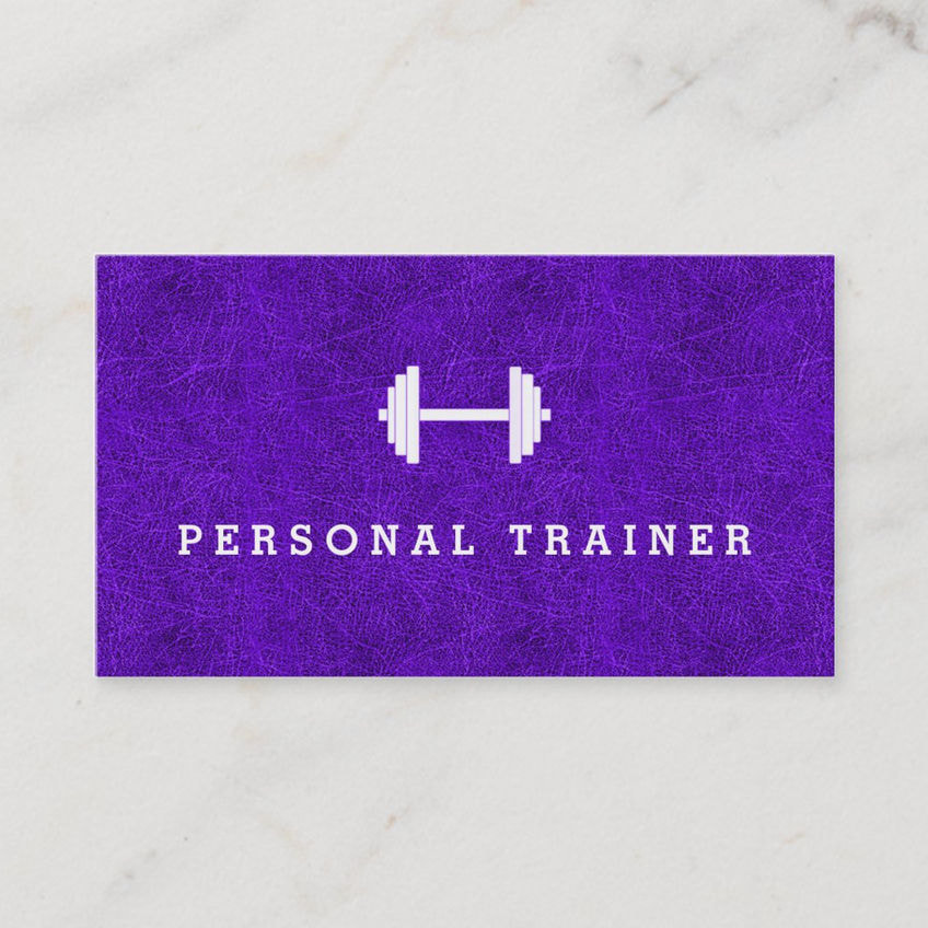 Girly Purple Faux Leather Design Personal Trainer Fitness Business Cards