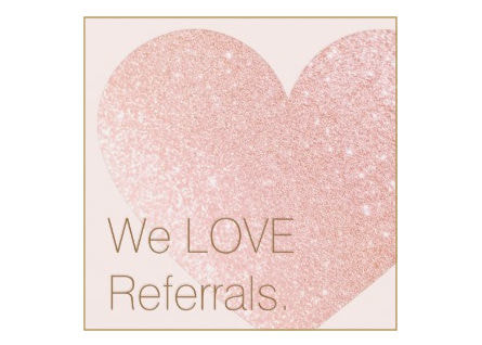 Cute Pink Glitter Heart Beauty Salon Referral Square Business Cards