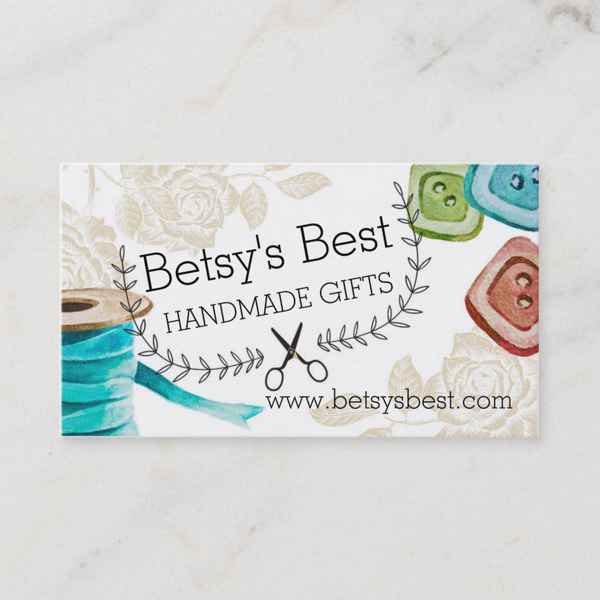 Chic and Shabby Ribbons Buttons and Scissors Handmade Gifts Business Cards