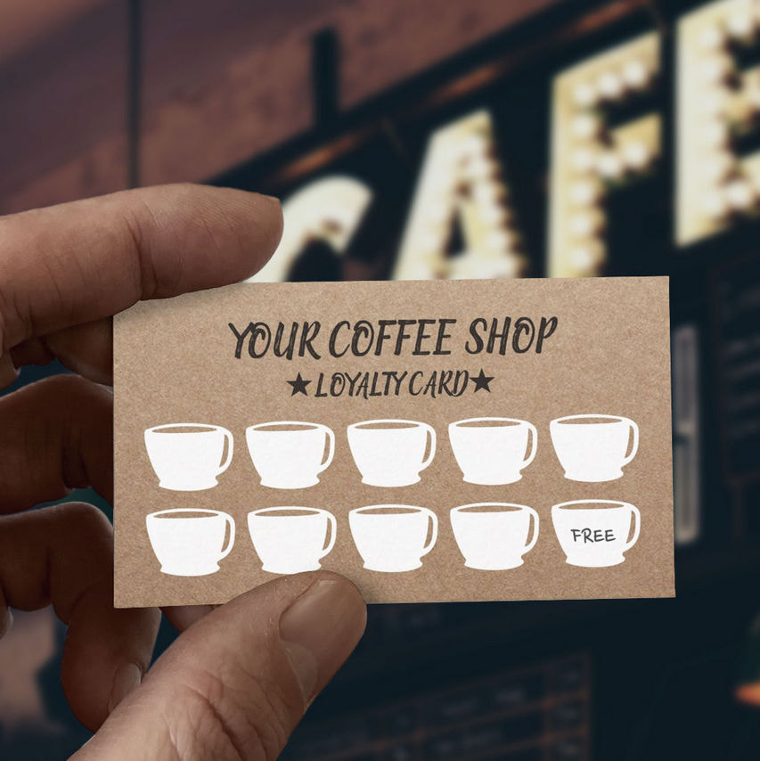 Rustic Kraft White Coffee Cups Coffee Loyalty Business Cards