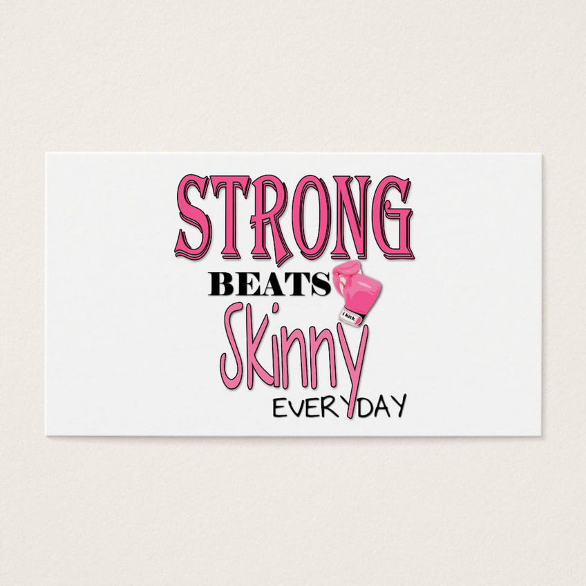 Cute Pink Boxing Gloves Strong Beats Skinny Fitness Coach Business Cards