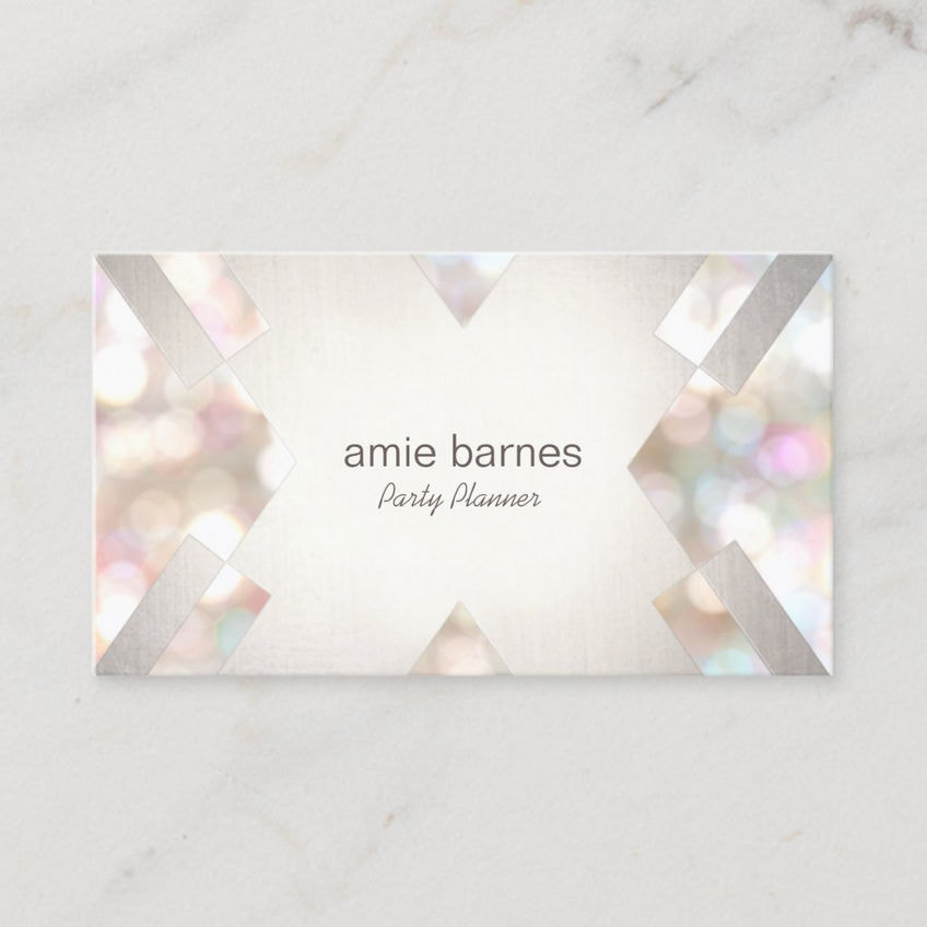 Stylish Pearl Bokeh Modern and Elegant Shimmer Cris Cross Business Cards