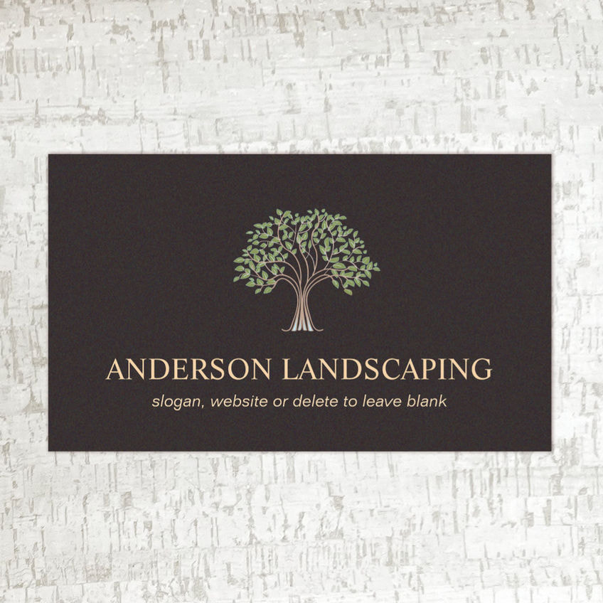 Classy Old Wise Tree Logo Garden Landscaping and Design Business Cards