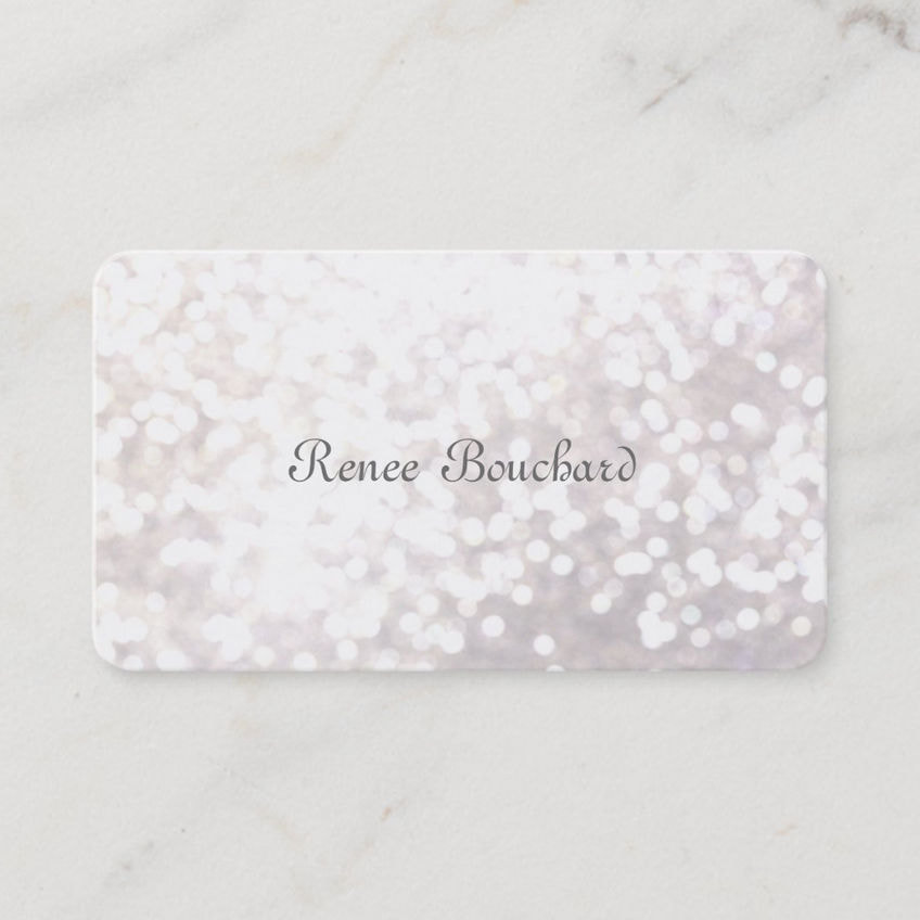 Whimsical Soft White Glitter Bokeh Chic and Elegant Business Cards
